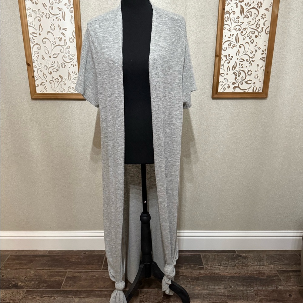ODDY Gray Long Open-Front Cardigan